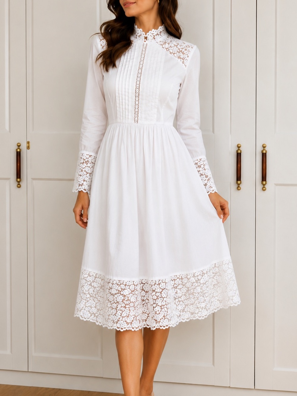 Sandro White Lace Panel Cotton Dress